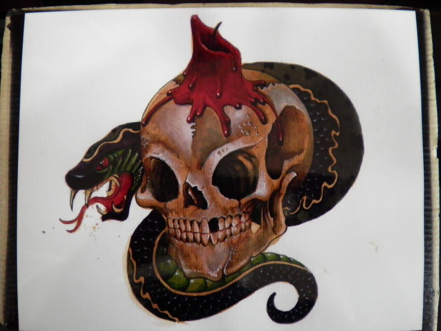 Skull Snake Tattoo Flash by Agreus on deviantART