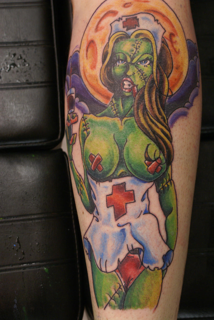 Zombie girl tattoo by