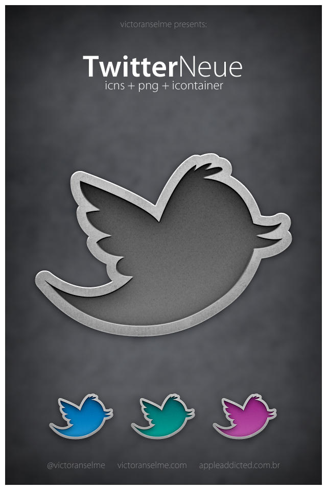 Twitter icon set of metallic cut out style