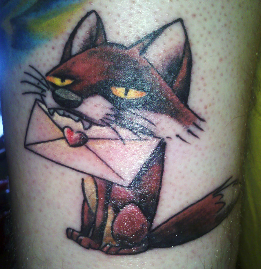 Fox with Love Letter Tattoo by