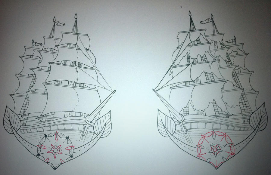 Ship Tattoo Design Old School by booders9 on deviantART
