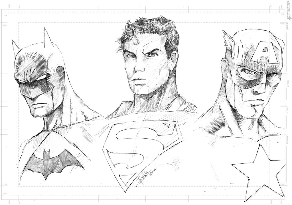 Super Heroes (pencils) by J-Rayner on DeviantArt