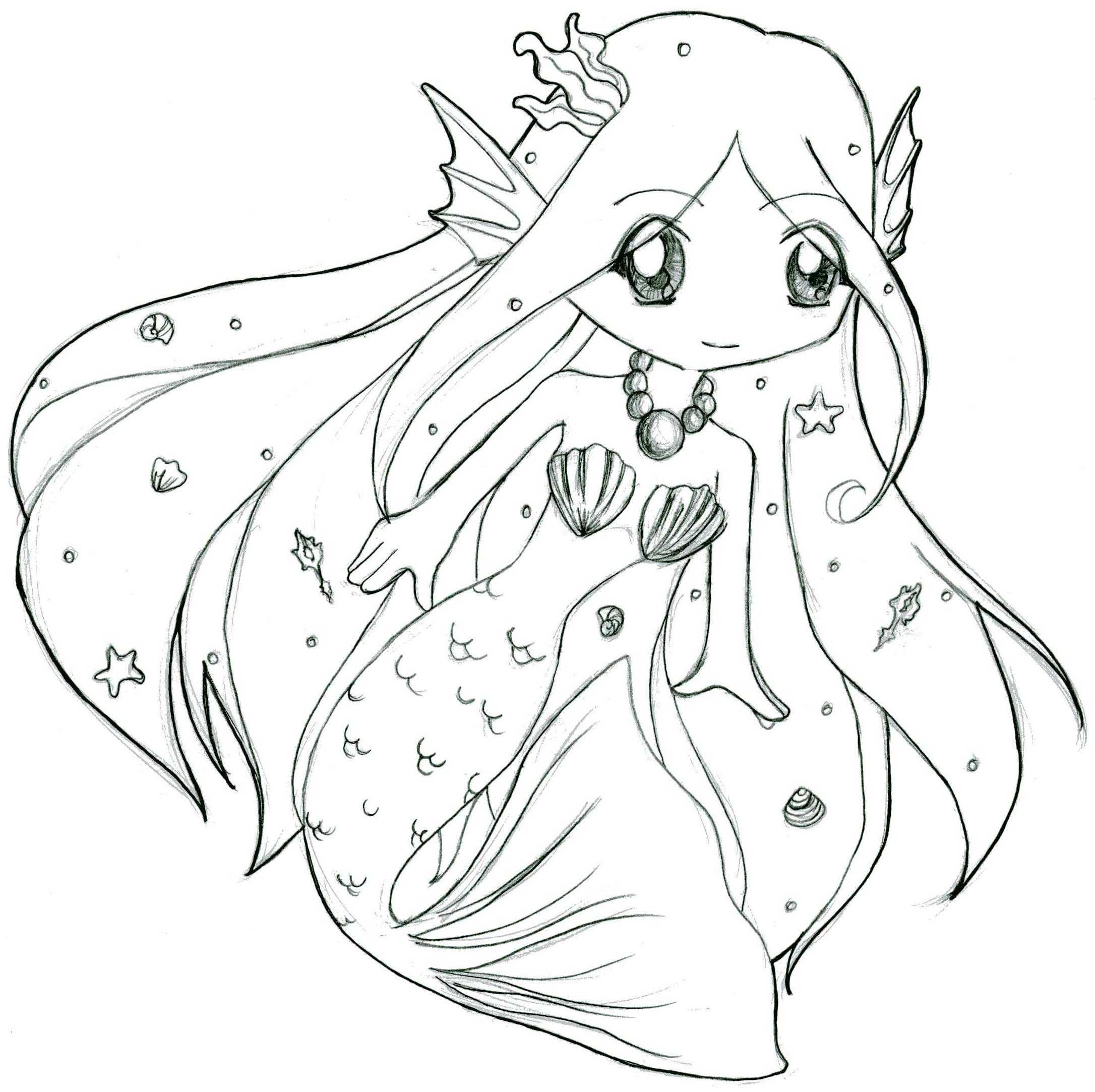 Cute Anime Mermaid Pages Coloring Pages