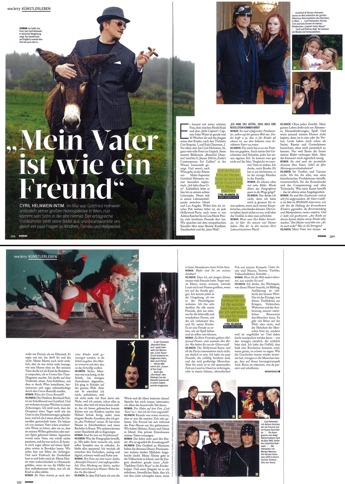 WOMAN magazine article and interview, Cyril Helnwein