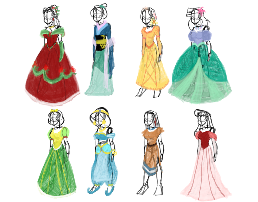Concept Disney Princess dresses by Doodlz18 on DeviantArt