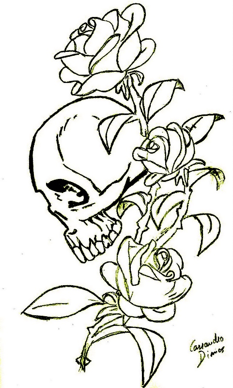 Skull and Roses *-* by PortuguesePotato on DeviantArt