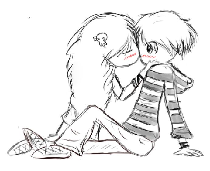 Two cute kids kissing.. or .. i dont even know. by Gochure ...
 Kiss Drawing Simple
