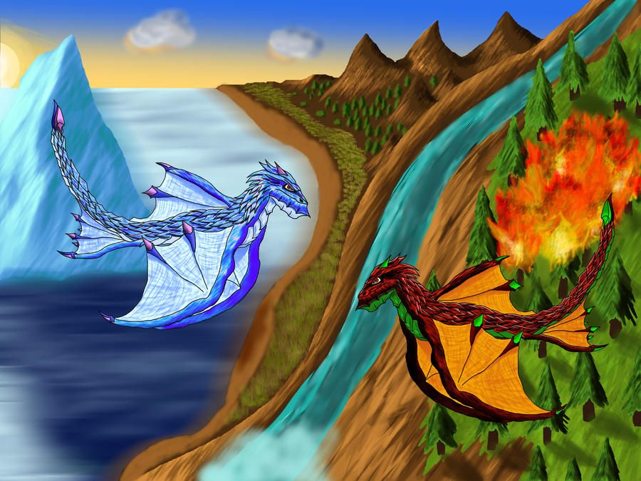 Ice Dragon vs Fire Dragon by Xenji23 on DeviantArt